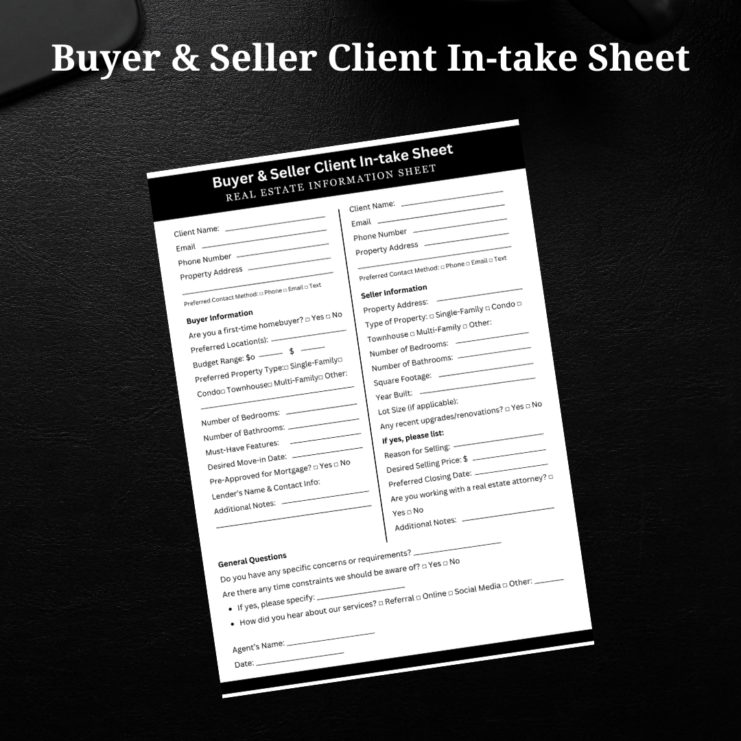 Buyer & Seller Client In-take Sheet