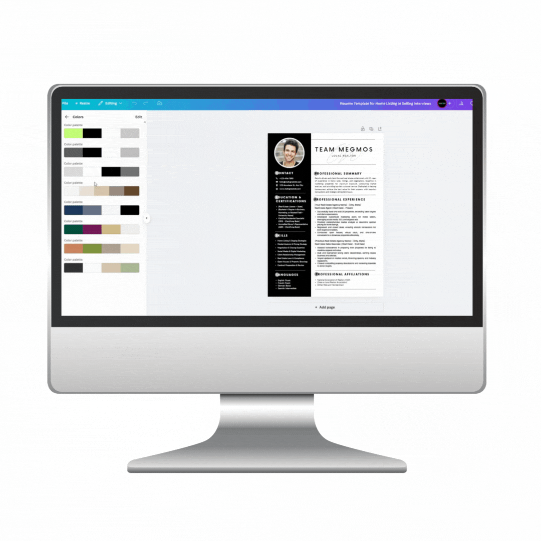 Resume Template for Home Listing or Selling Interviews