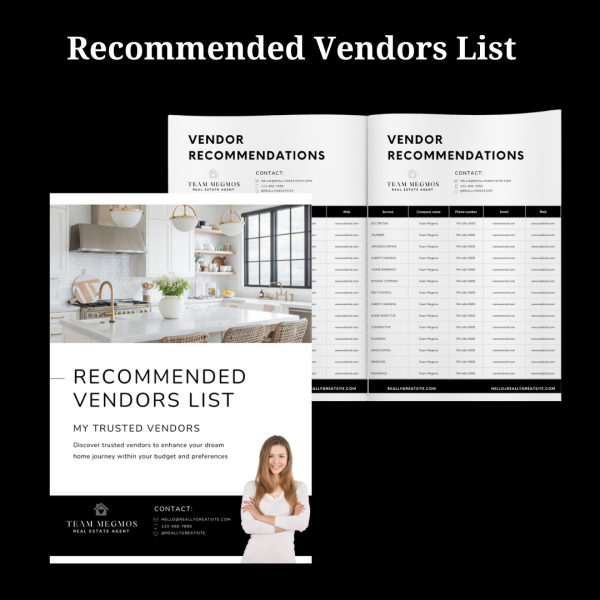 Recommended Vendors List – Editable Real Estate Canva Brochure