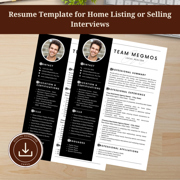 Resume Template for Home Listing or Selling Interviews