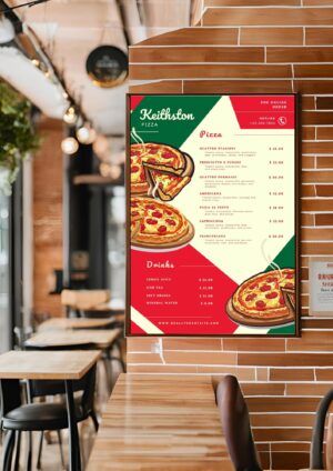 Green and Red Simple Pizza Cafe Menu