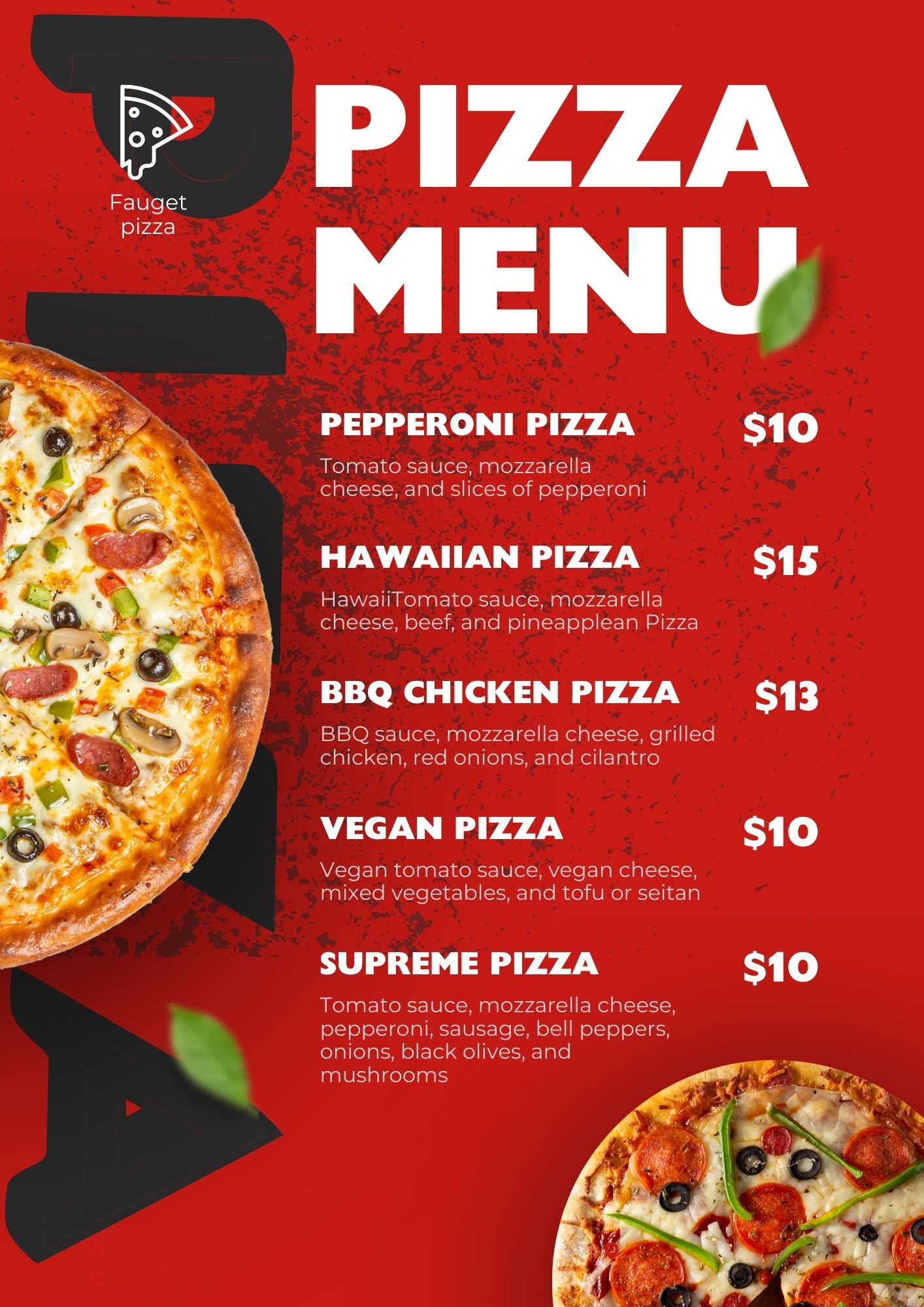 Editable Red Pizza Menu Design