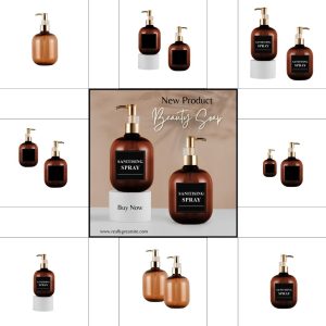 Amber Soap Dispensers For Cosmetic Shampoos mockup